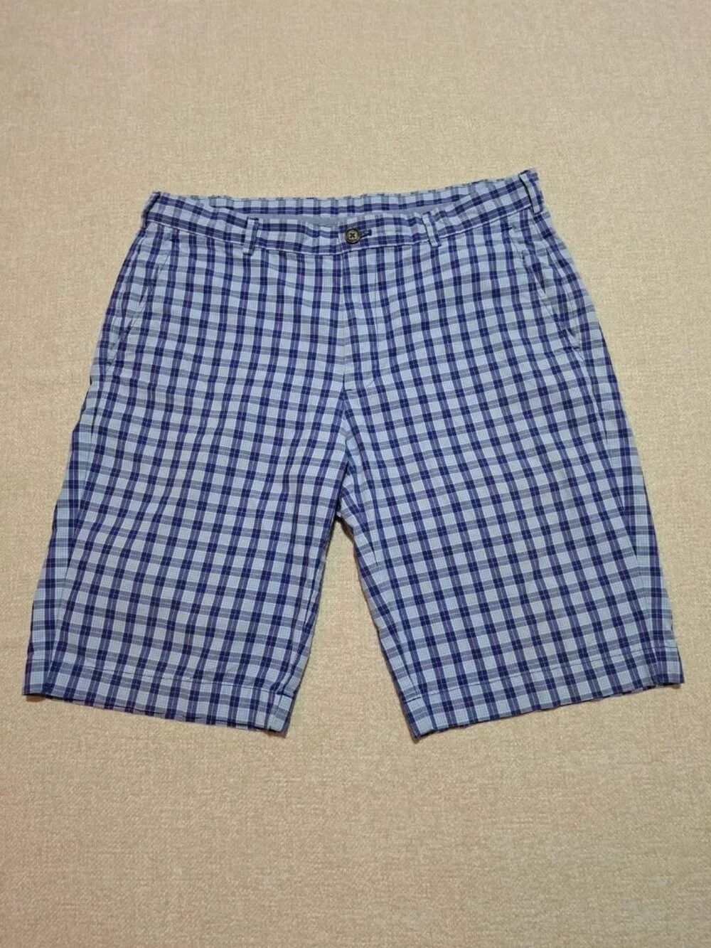 Brooks Brothers Blue Plaid Cotton Golf Shorts Men's 36